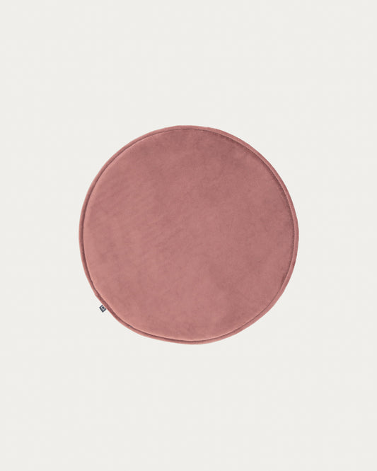 Galette de chaise ronde Rimca velours rose Ø 35 cm