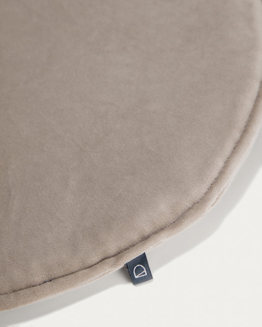 Galette de chaise ronde Rimca velours taupe Ø 35 cm