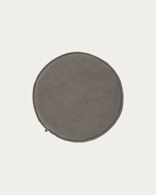 Galette de chaise ronde Sora velours côtelé gris Ø 35 cm