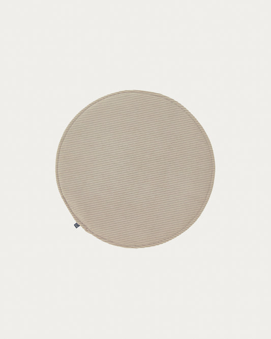 Galette de chaise ronde Sora velours côtelé taupe Ø 35 cm