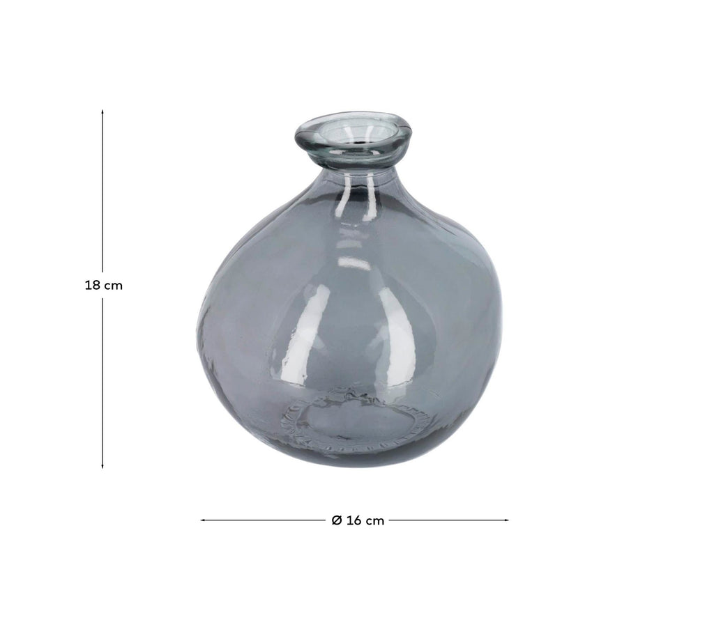 Vase Brenna bleu petit format en verre 100% recyclé