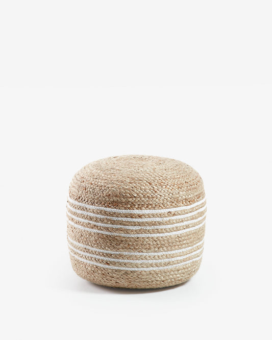 Pouf Saht Ø 45 cm naturel et blanc