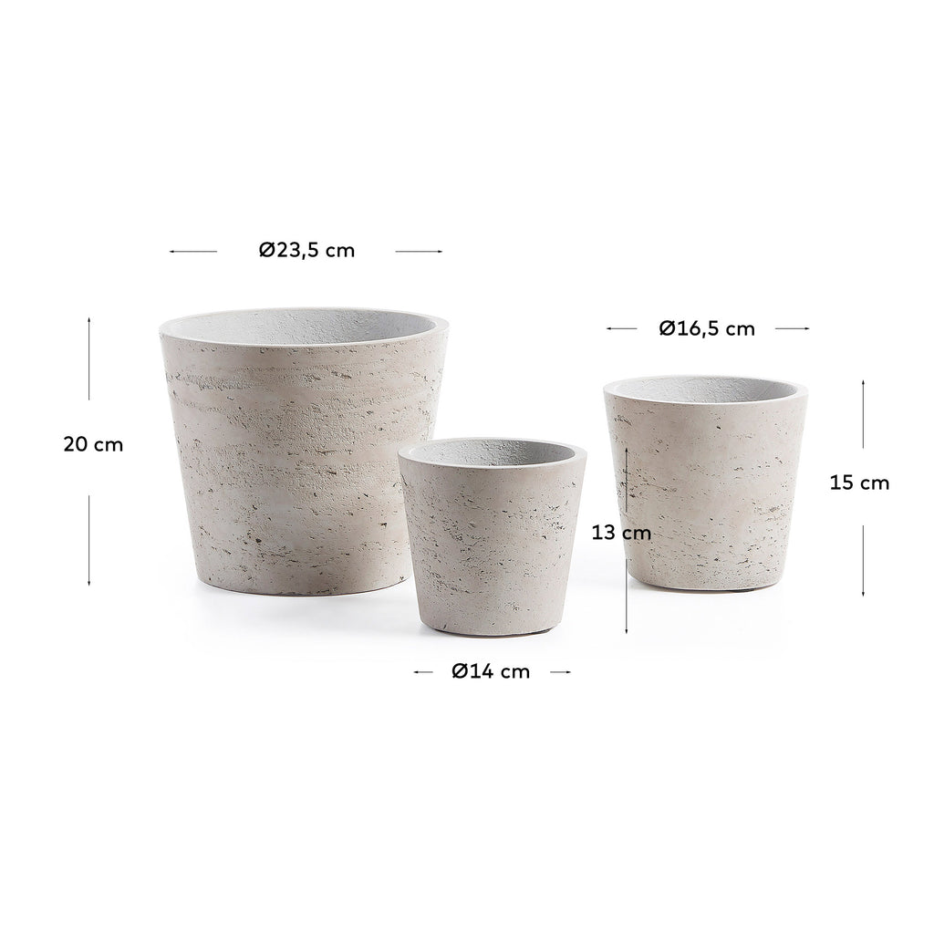 Set Low de 3 cachepots gris Ø 23,5 cm / Ø 16,5 cm / Ø 14 cm