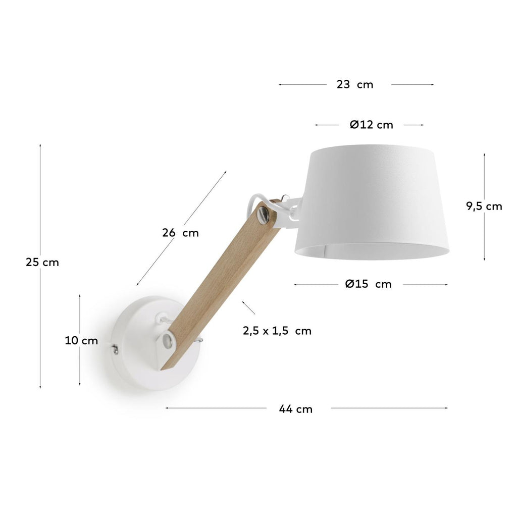 Applique Muse en bois de hêtre et acier avec finition blanche