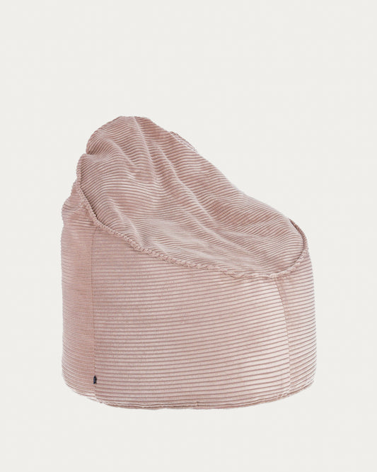 Pouf Wilma velours côtelé grosses côtes rose Ø 80 cm