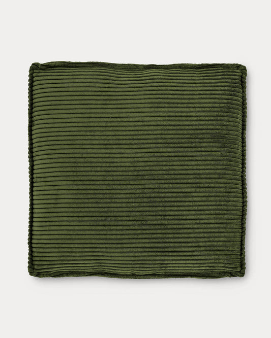 Coussin Blok en velours côtelé épais vert 60 x 60 cm