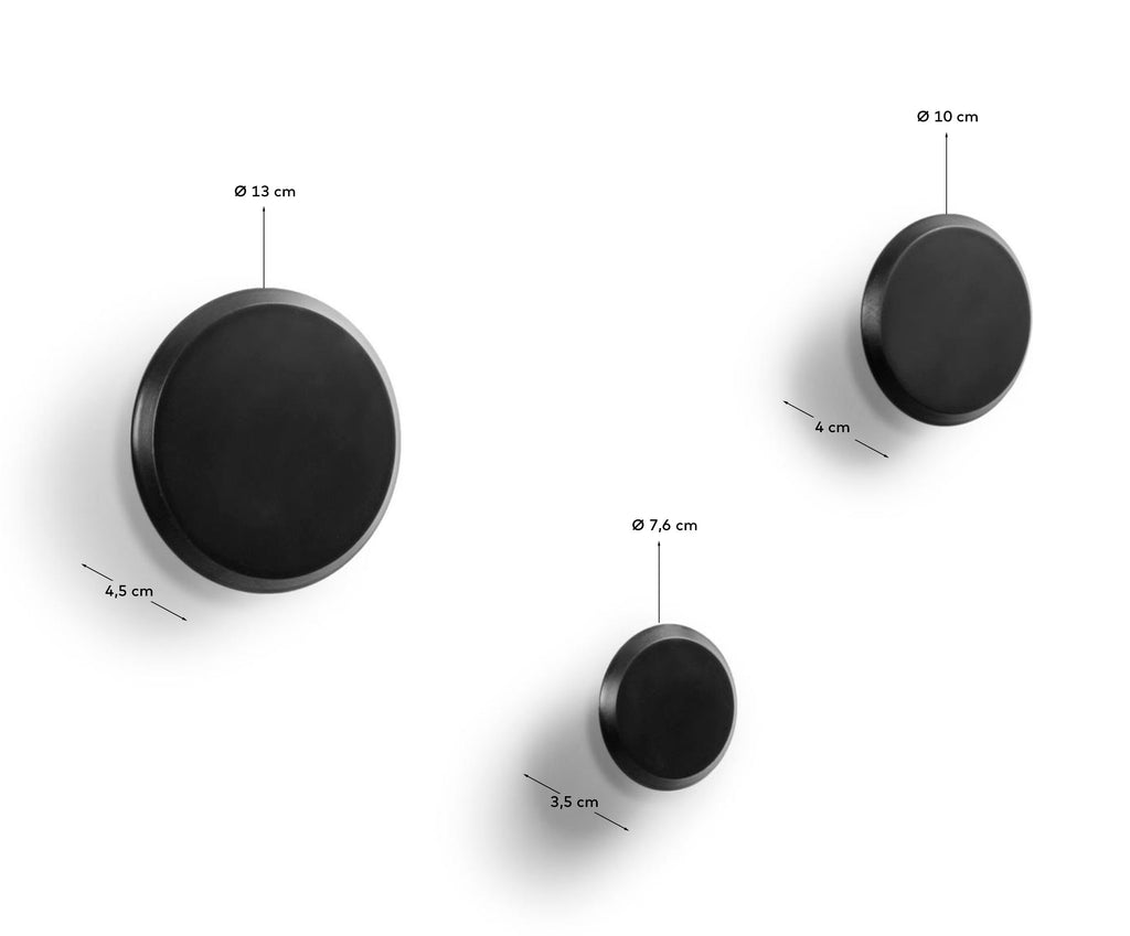 Lot Nadua de 3 patères en bois de hêtre couleur noire