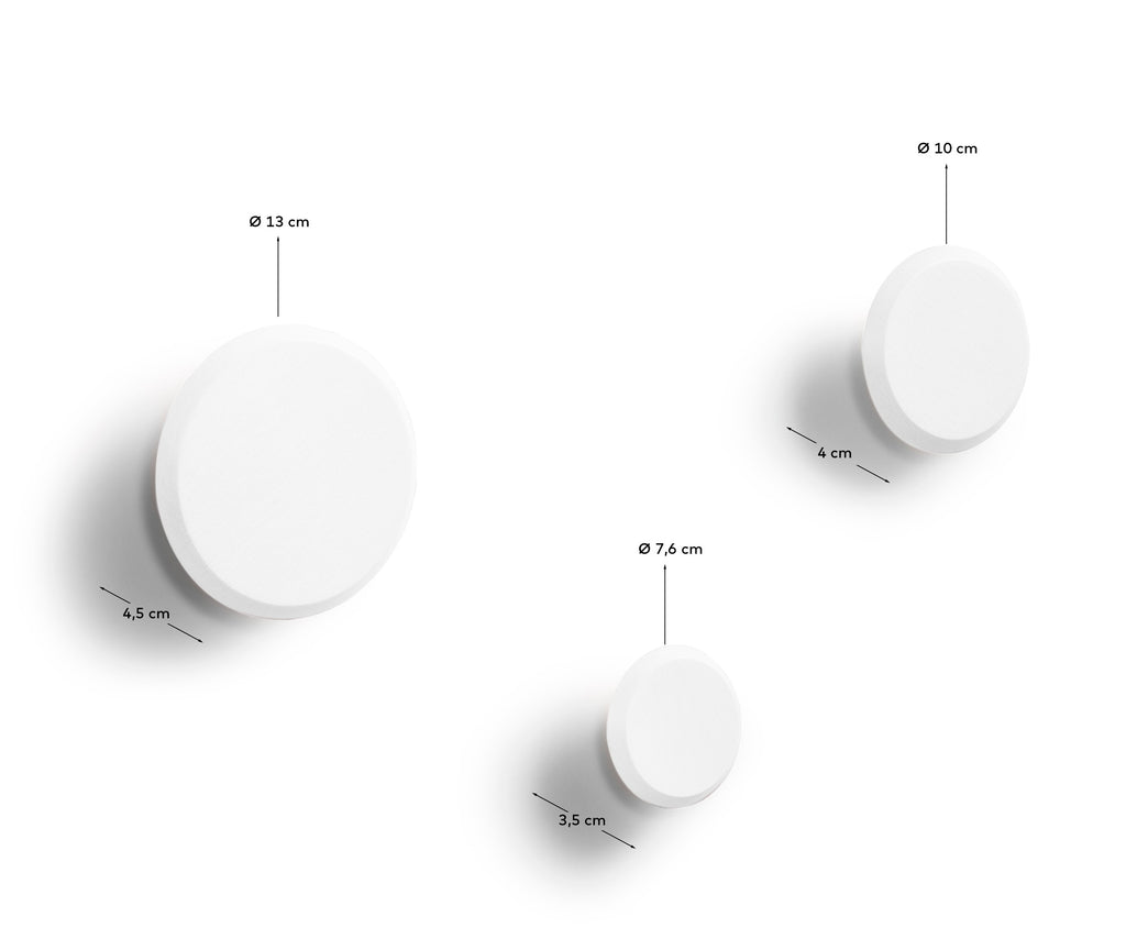 Lot Nadua de 3 patères en bois de hêtre couleur blanche