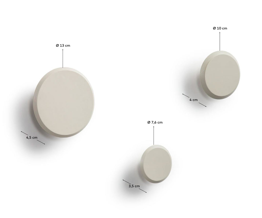 Lot Nadua de 3 patères en bois de hêtre couleur beige