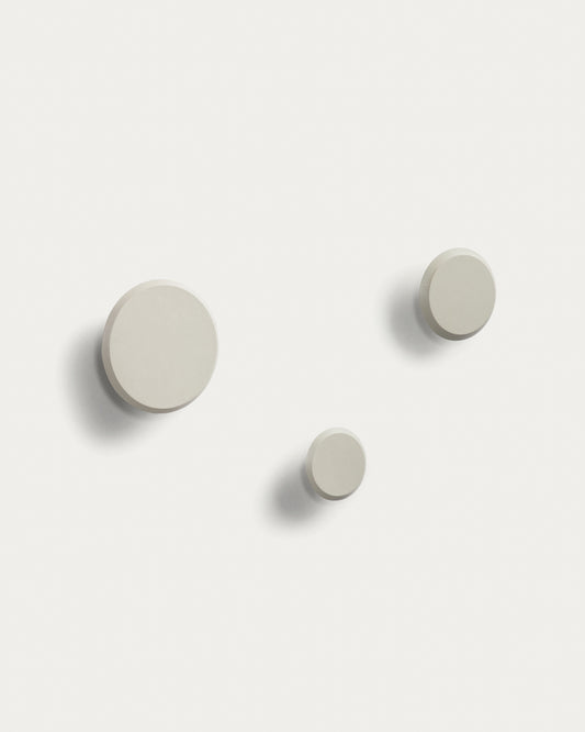 Lot Nadua de 3 patères en bois de hêtre couleur beige