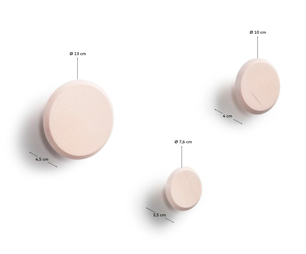 Lot Nadua de 3 patères en bois de hêtre couleur bois