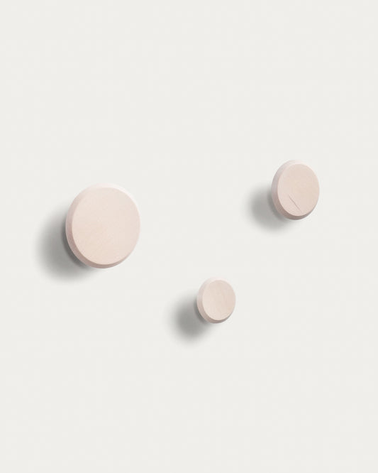 Lot Nadua de 3 patères en bois de hêtre couleur bois