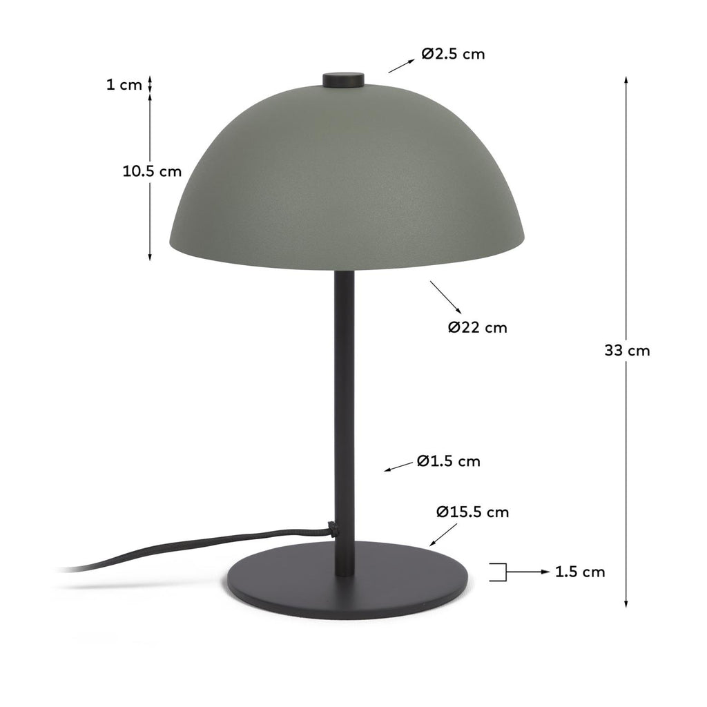 Aleyla table lamp in metal with green finish