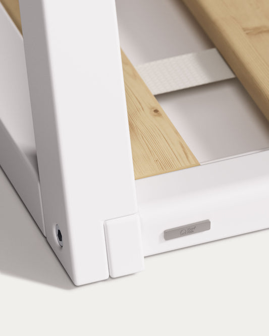 Lit tipi Maralis en bois de hêtre avec finition blanche pour matelas de 70 x 140 cm