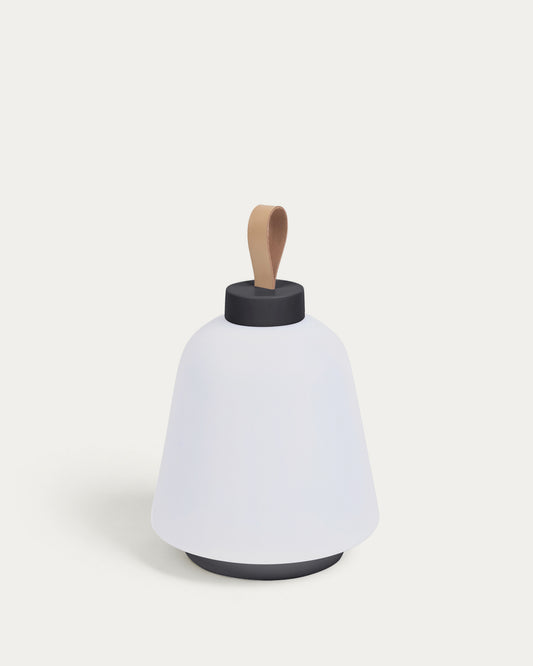 Lampe de table d’extérieur Udiya en polyéthylène et métal avec finition noire