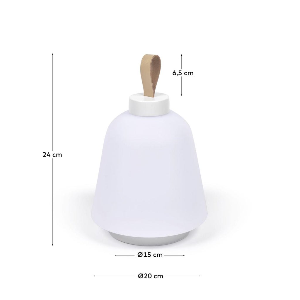 Lampe de table d’extérieur Udiya en polyéthylène et métal avec finition blanche
