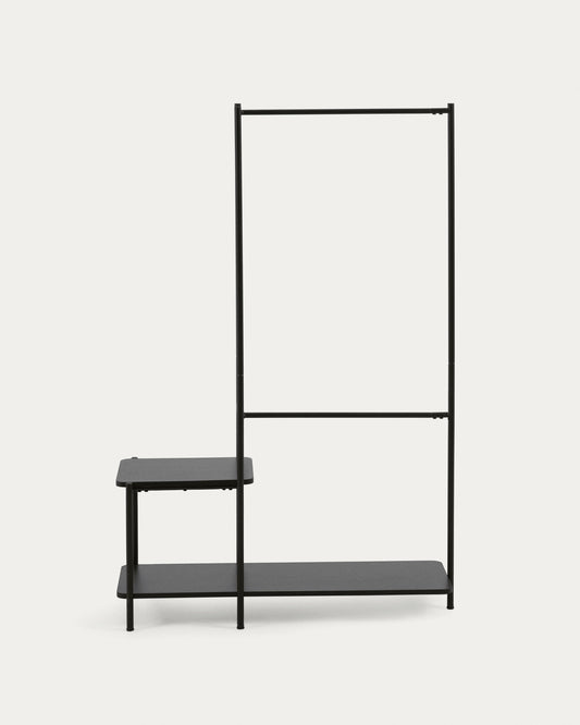 Penderie avec banc Galatia en mélaminé et métal laqué noir 100 x 150 cm
