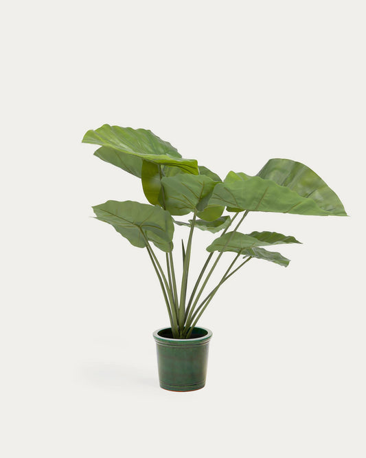 Plante artificielle Alocasia Odora avec pot noir 57 cm