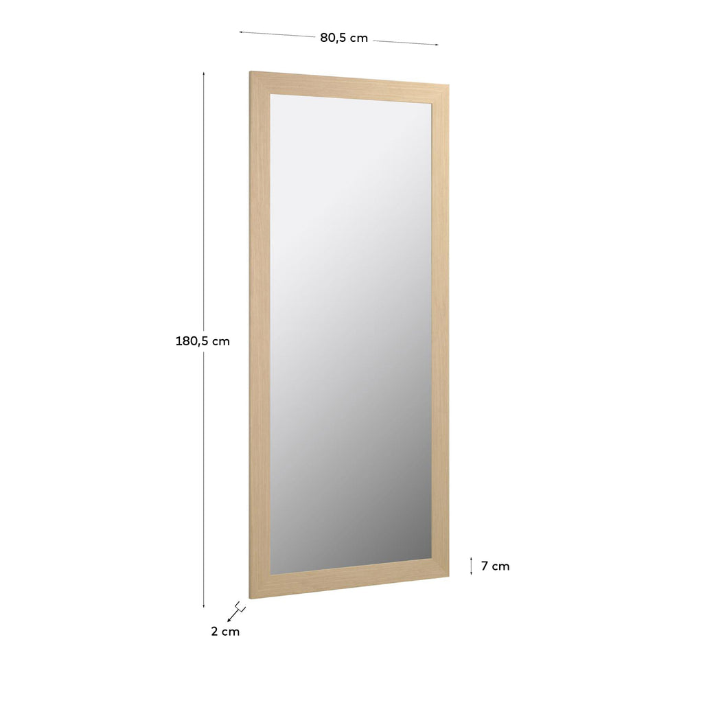 Miroir Yvaine 80,5 x 180,5 cm avec finition naturelle