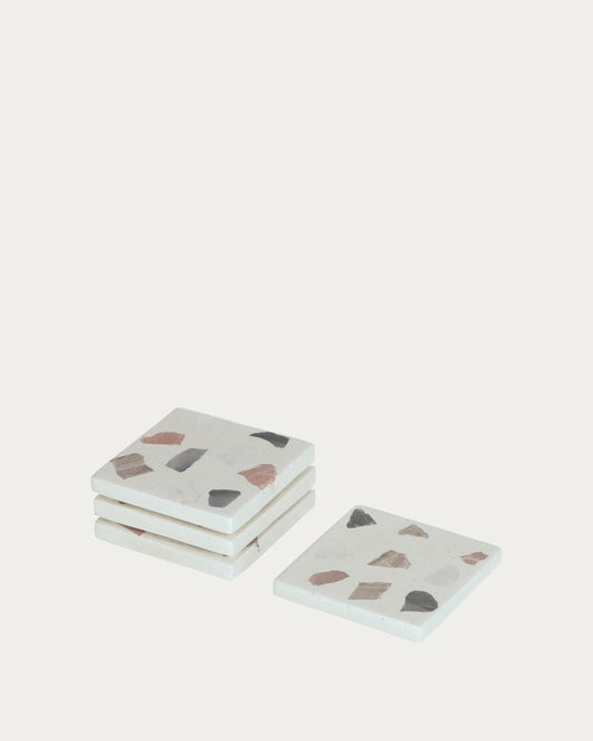 Lot Temira de 4 dessous de verre en terrazzo multicolore