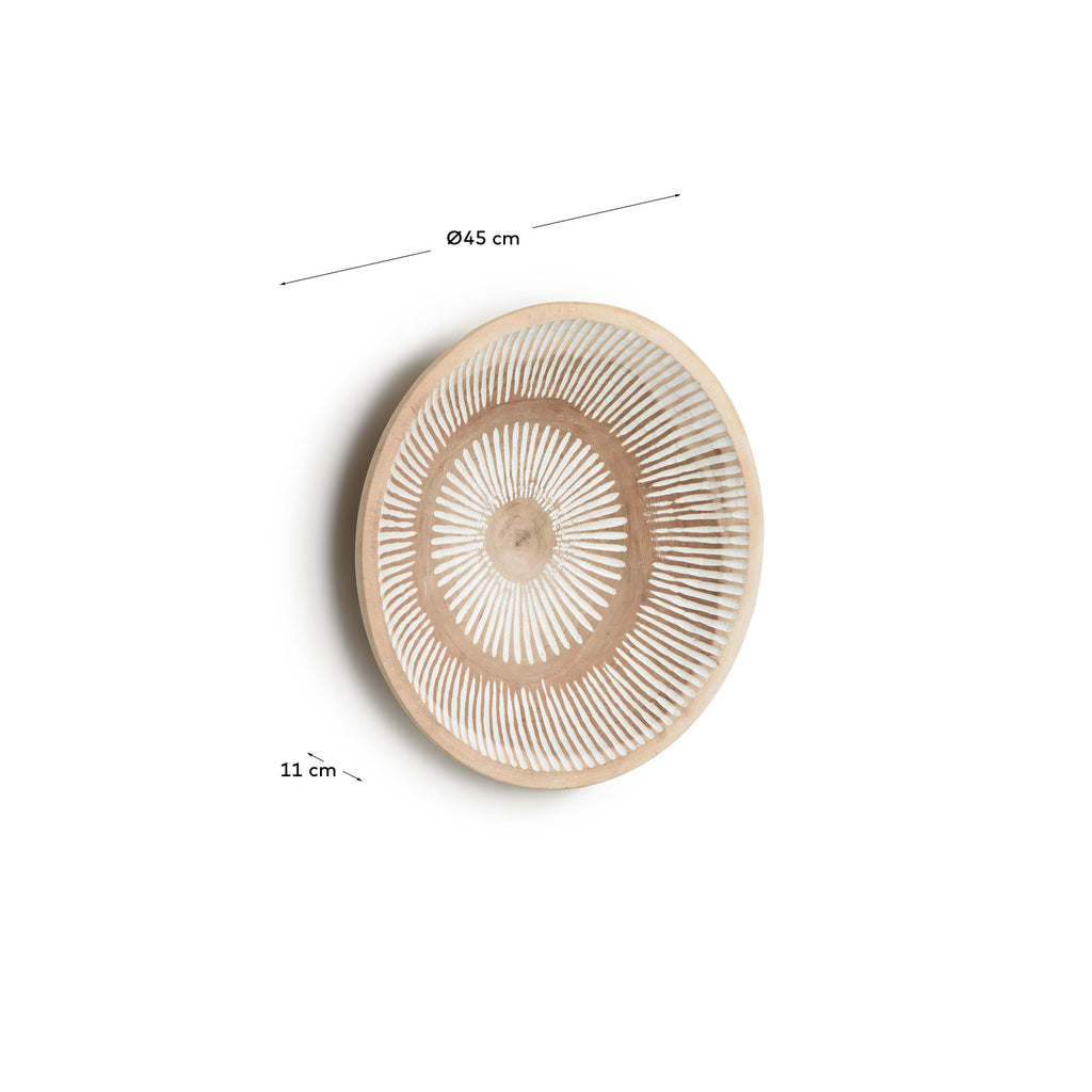 Panneau mural Melisa bois de mungur rayures blanc Ø 45 cm