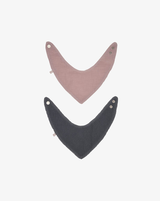 Lot Marinet de 2 bandanas 100% coton bio (GOTS) rose et bleu