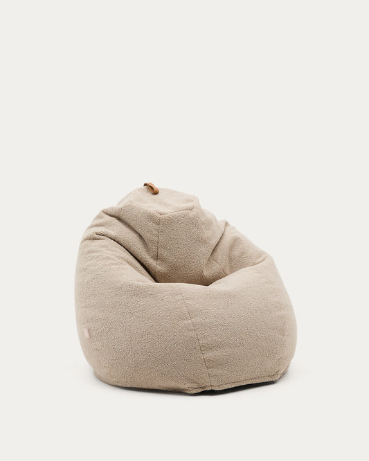 Pouf Vicka en tissu bouclette beige Ø 70 cm