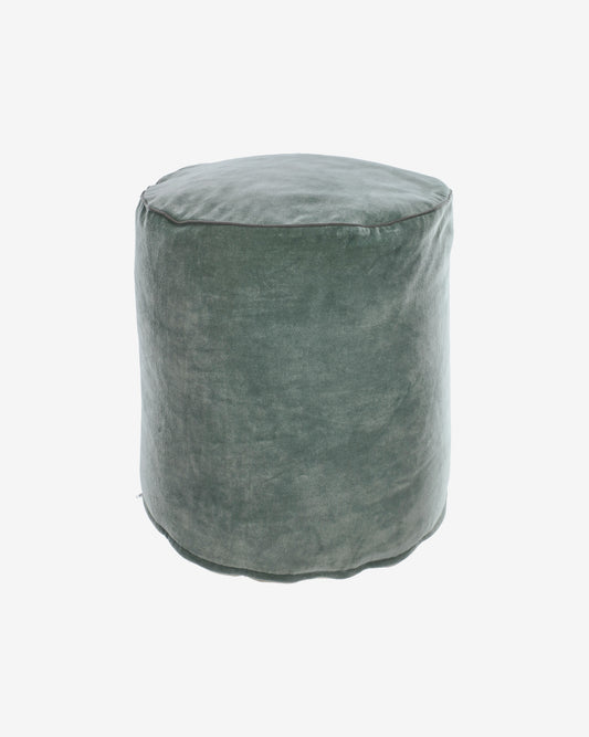 Pouf rond Brunetta en velours turquoise foncé Ø 40 cm