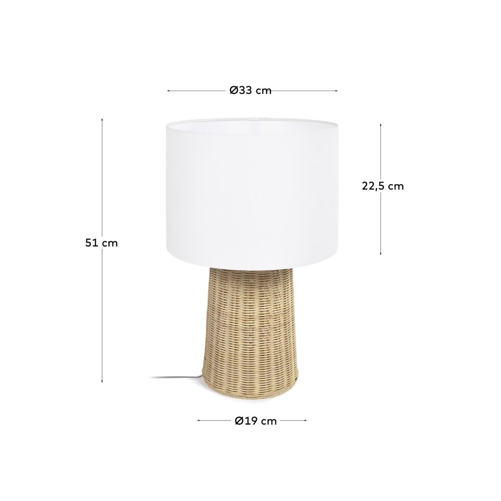 Lampe de table Kimjit en rotin finition naturelle