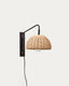 Damila wall light in rattan and black metal