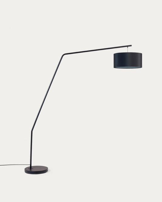 Lampadaire Ciana en métal finition noire et abat-jour en coton