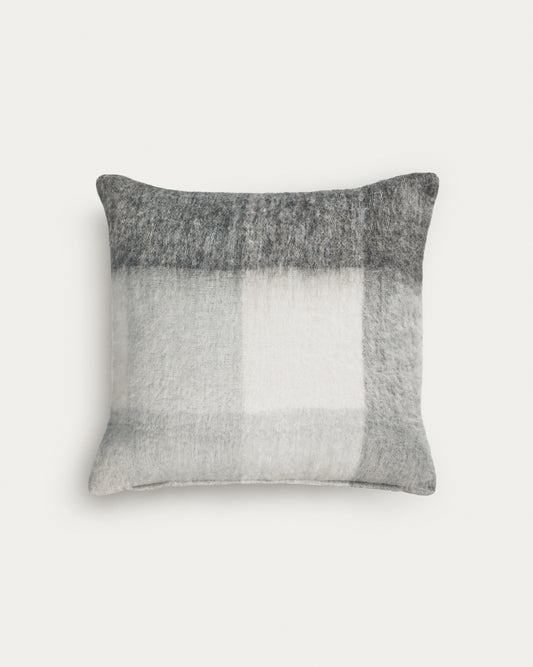 Housse de coussin Catarina carreaux blanc et gris 45 x 45 cm