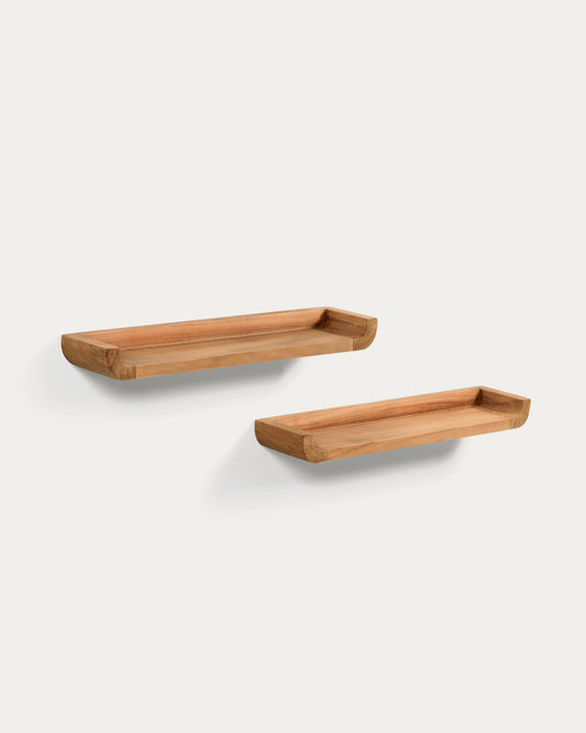 Set de 2 étagères Shamel en teck 50 x 5 cm