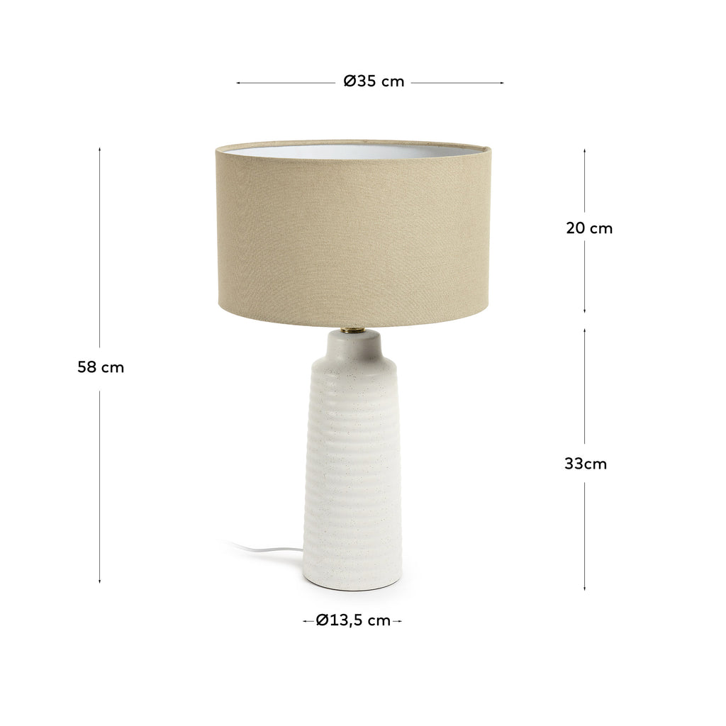 Lampe de table Mijal en céramique finition blanche