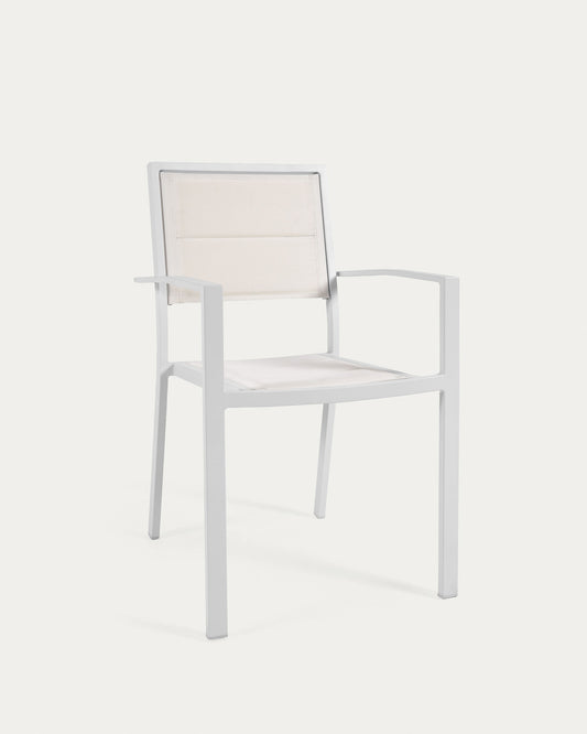 Chaise de jardin Sirley en aluminium et texteline blanc