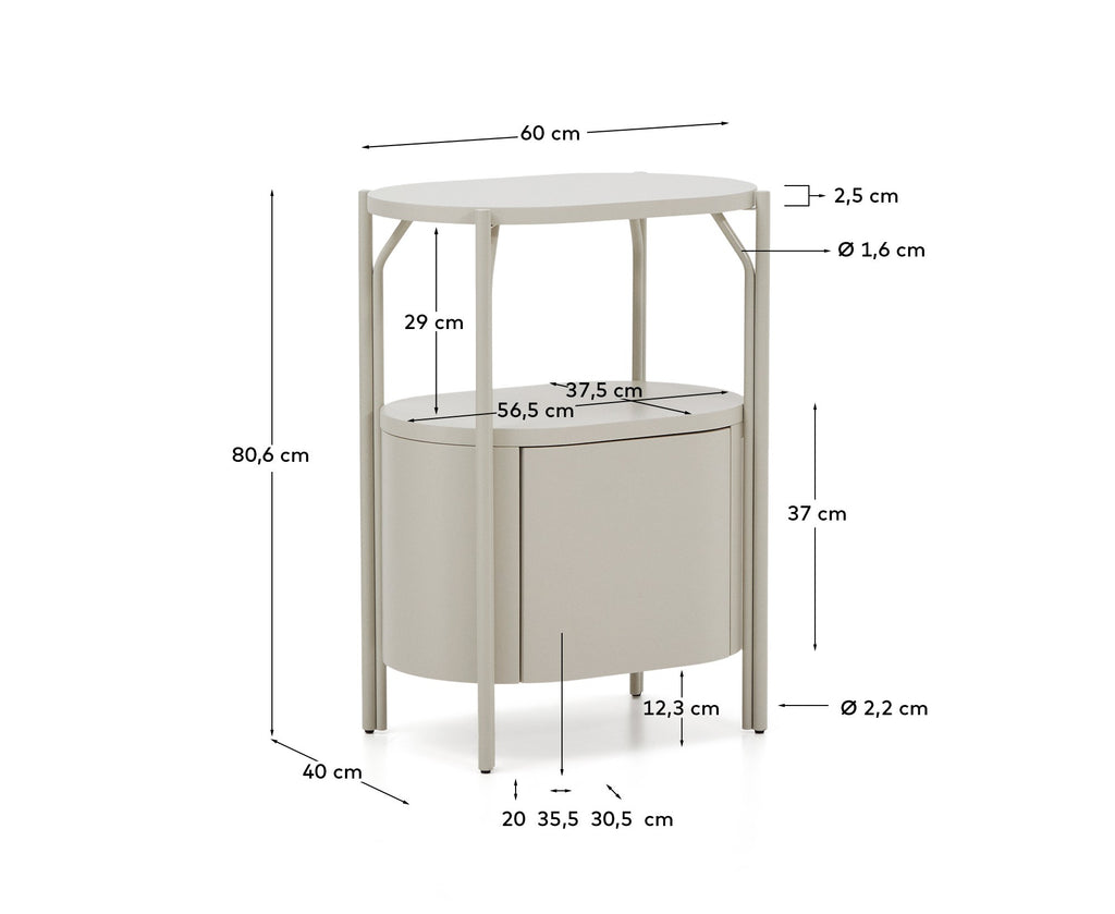 Meuble de salle de bain Arely avec structure en acier et MDF laqué blanc 60 x 40 cm