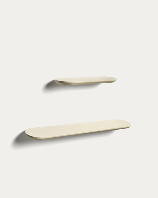 Arely set of 2 MDF shelves with beige lacquer finish 35 cm/55 cm