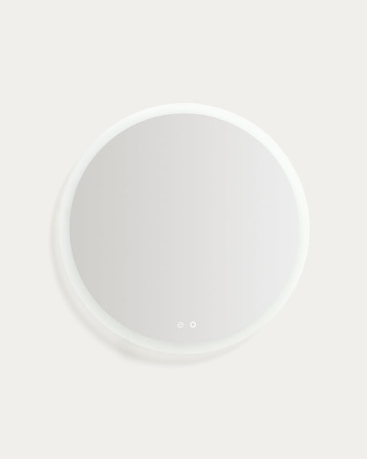 Miroir rond Mervi de salle de bains avec éclairage LED et traitement antibuée Ø 80 cm