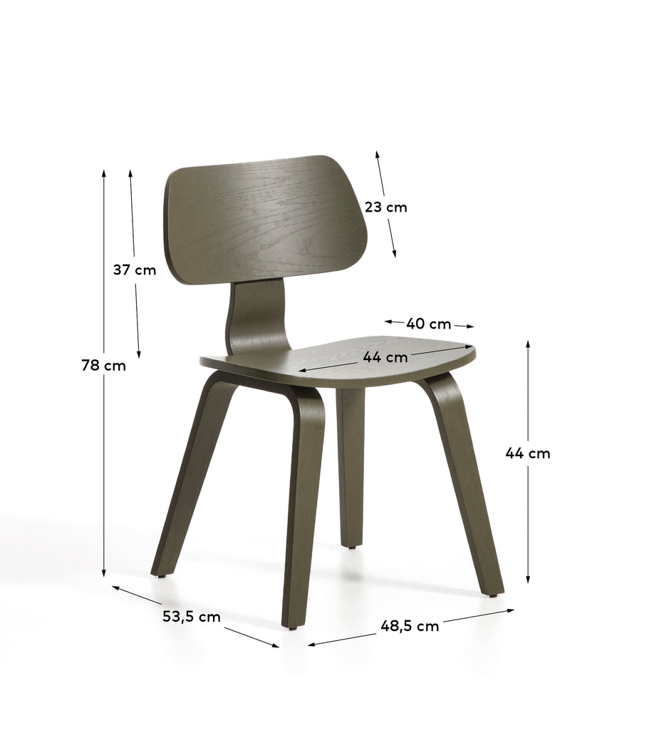 Gena chair in oak veneer with green finish