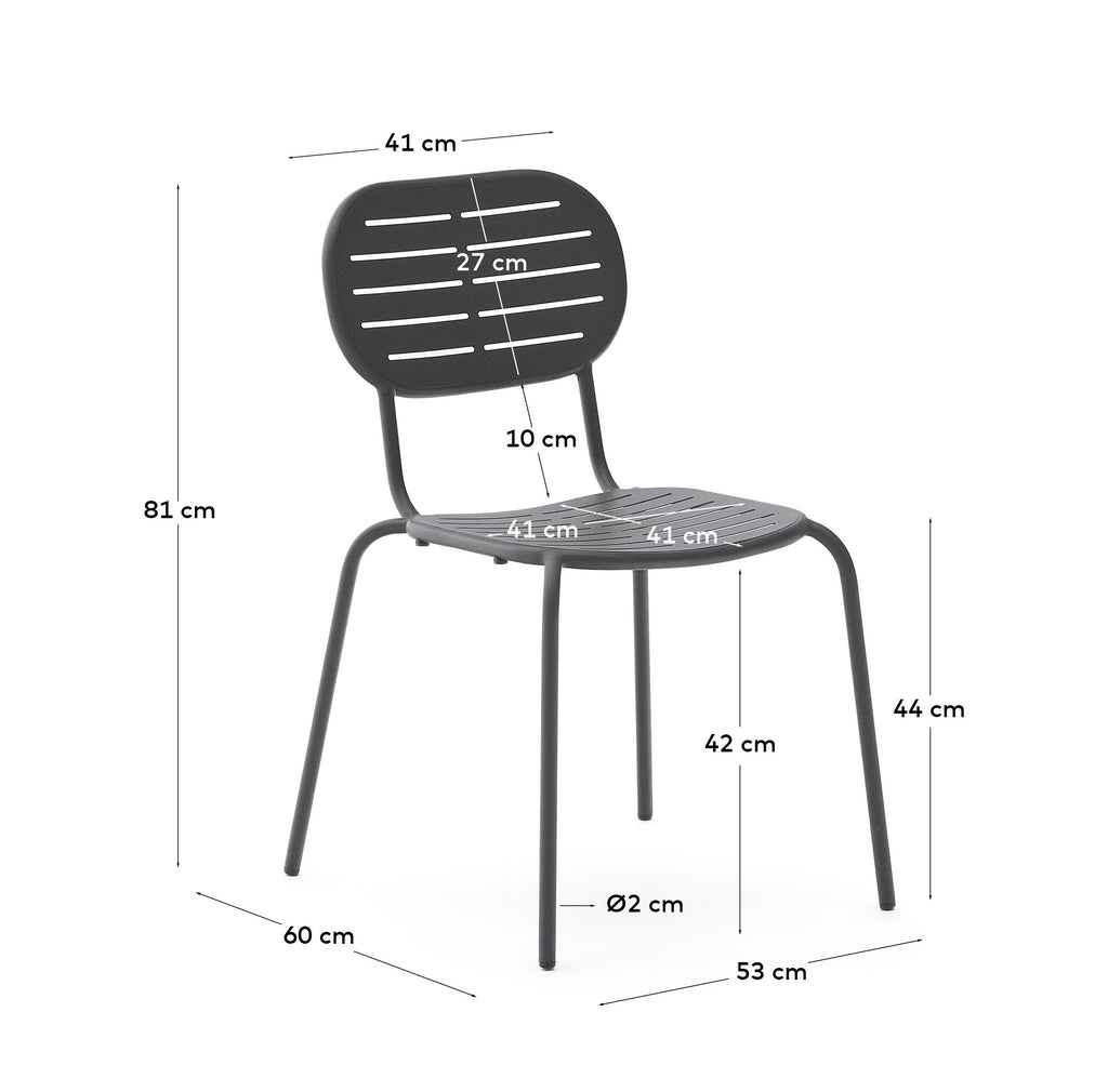 Chaise d’extérieur empilable Brai en acier galvanisé gris foncé