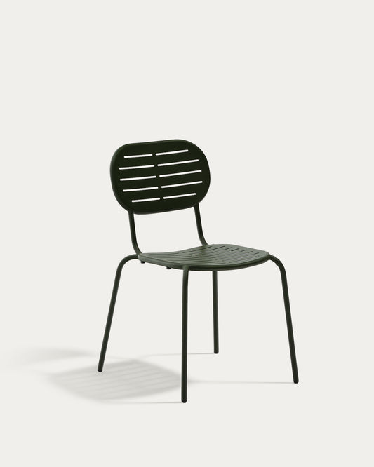 Chaise empilable d’extérieur Brai en acier galvanisé vert