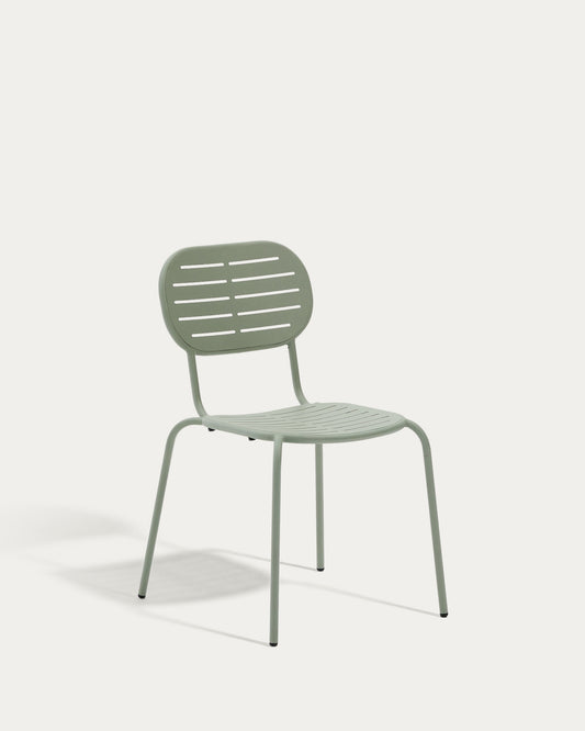 Chaise empilable d’extérieur Brai en acier galvanisé turquoise