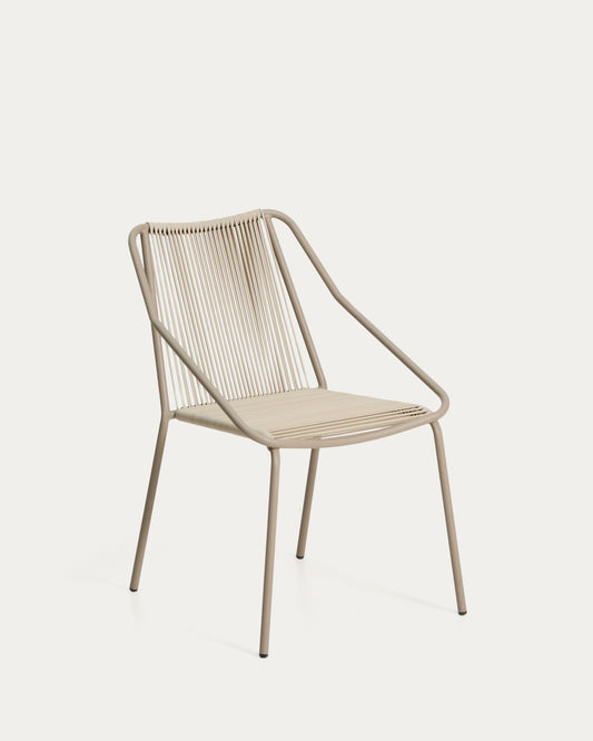 Chaise d’extérieur Zivia en corde écrue et acier galvanisé taupe