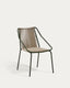 Zivia stackable outdoor chair in ecru rope cord and green galvanised steel