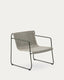 Fauteuil empilable Maurina en acier galvanisé vert et corde écrue et grise