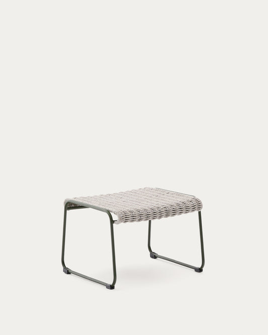 Repose-pieds Maurina en acier galvanisé vert et en corde écrue et grise 58 x 52,5 cm