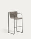 Maurina stool in green galvanised steel and ecru and grey rope cord 74,5cm
