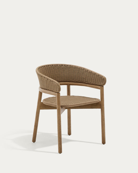 Chaise Arinella en bois d’acacia avec finition ton naturel et corde beige FSC 100 %
