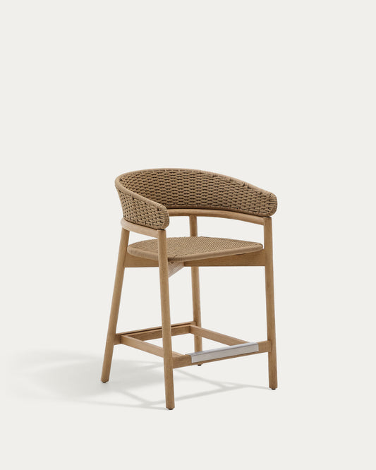 Tabouret Arinella en bois d’acacia, finition ton naturel et corde beige 65 cm FSC 100 %