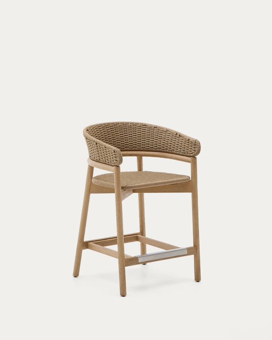 Tabouret Arinella en bois d’acacia, finition ton naturel et corde beige 65 cm FSC 100 %
